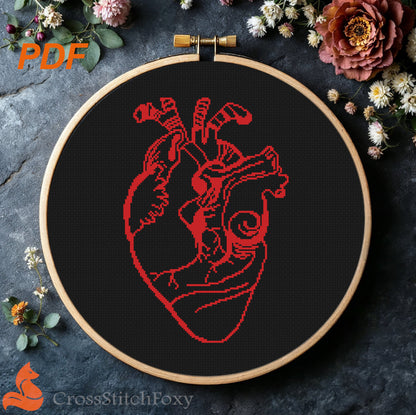 Anatomical Heart cross stitch pattern