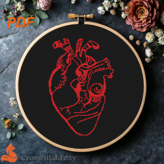 Anatomical Heart cross stitch pattern