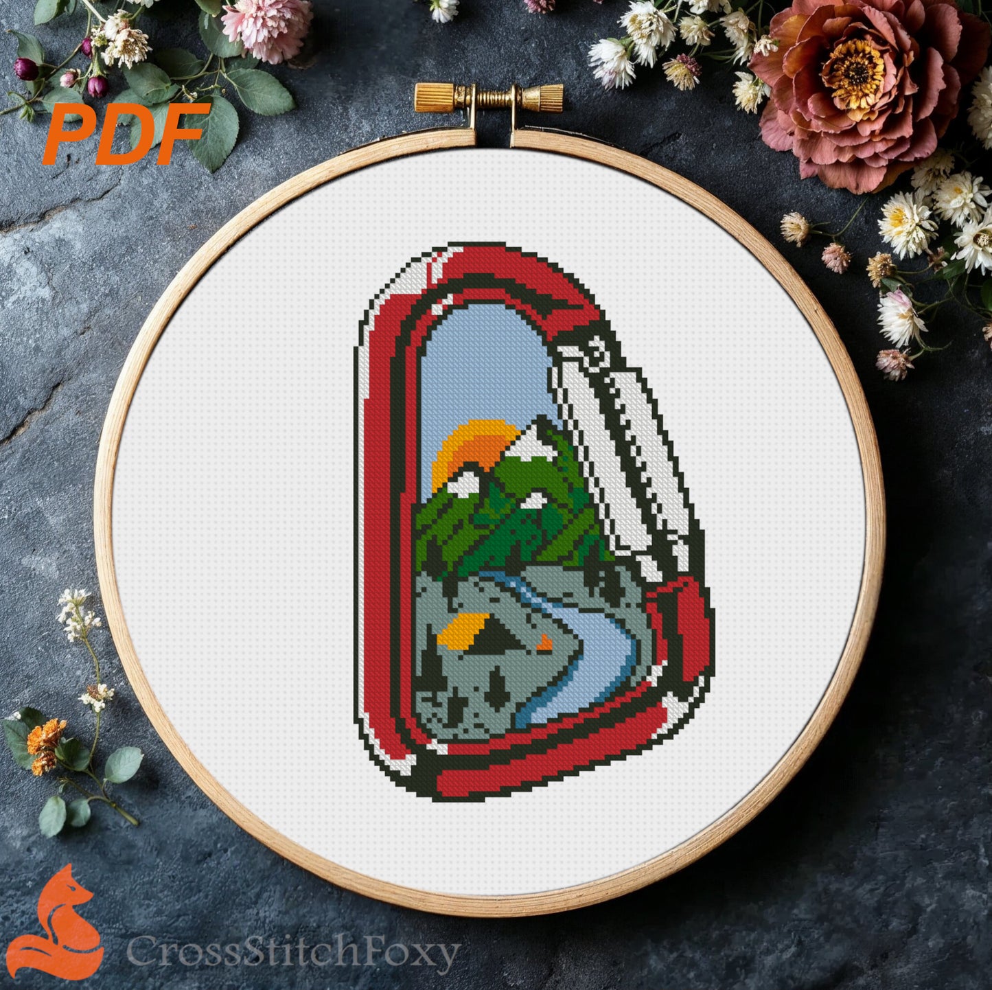 Carabiner Small Landscape cross stitch pattern
