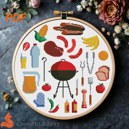 BBQ Cross Stitch Pattern PDF