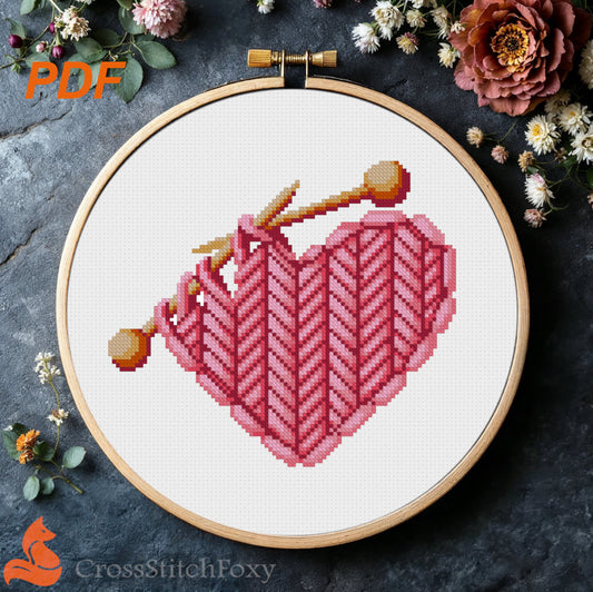 Cross stitch pattern Knitted Heart
