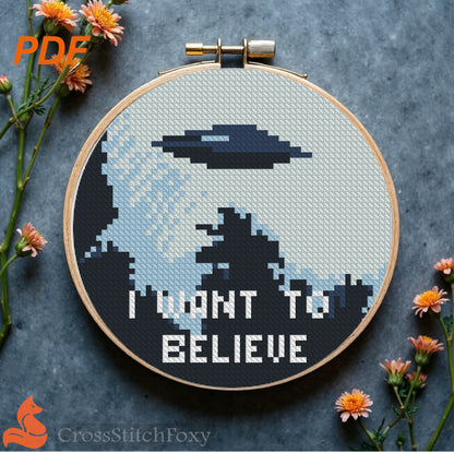 I Want To Believe X-Files cross stitch pattern