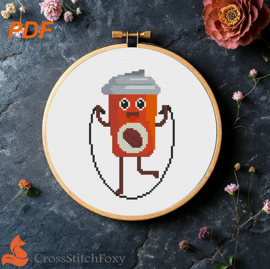 Fitness Coffee Cross Stitch Pattern