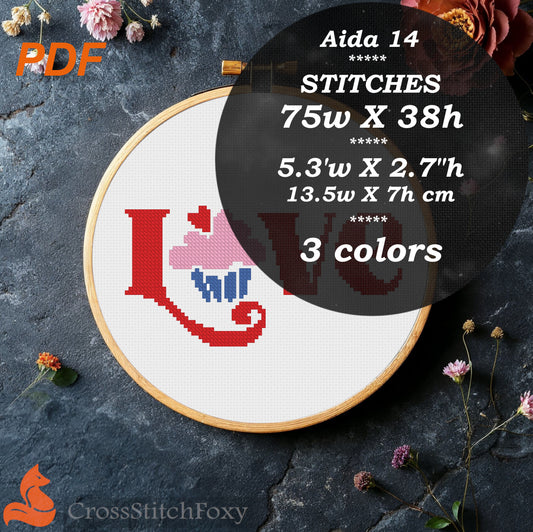 Love Lettering Cross Stitch Pattern