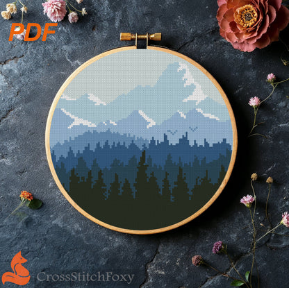 Mountain Landscape Cross Stitch Pattern
