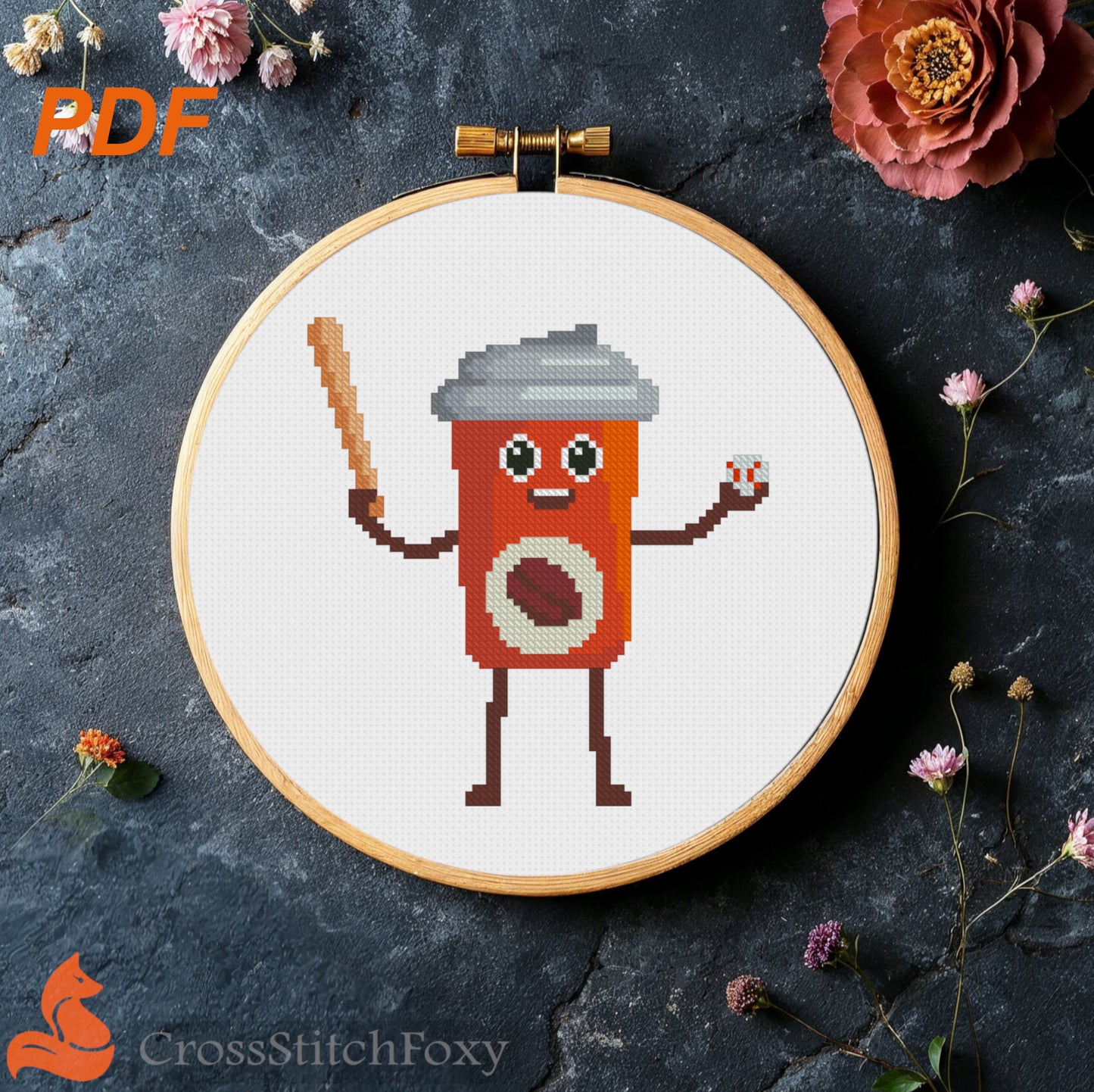 Baseball Coffee Cross Stitch Pattern