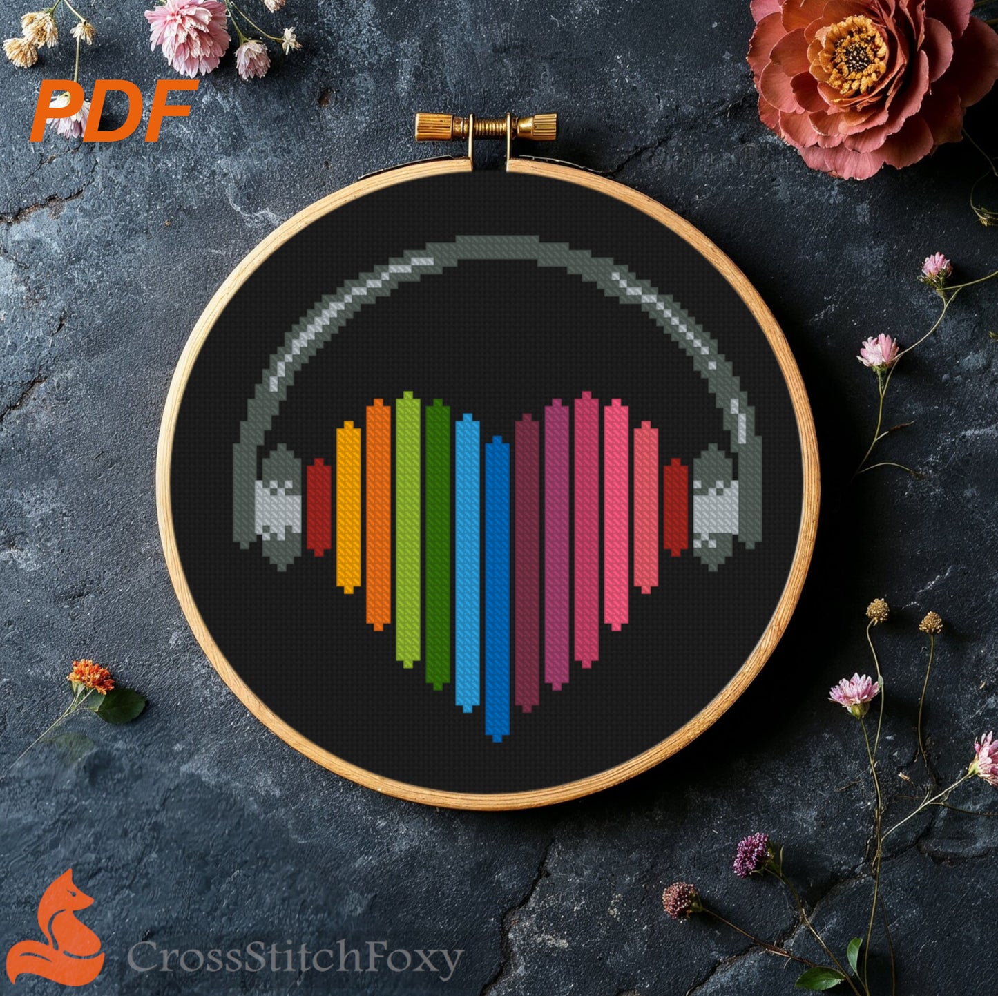 Music Heart cross stitch pattern