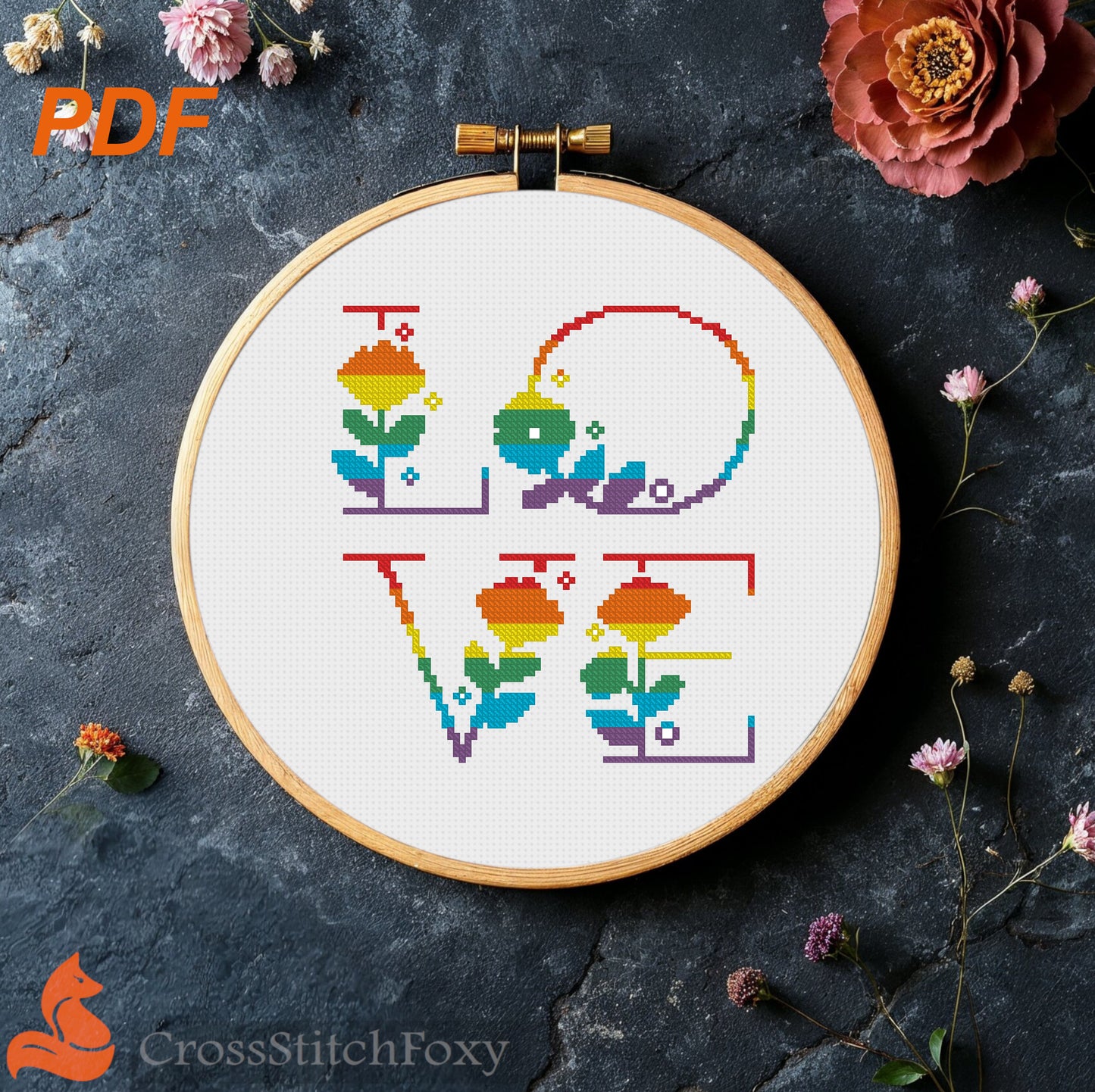 Love Lettering Cross Stitch Pattern