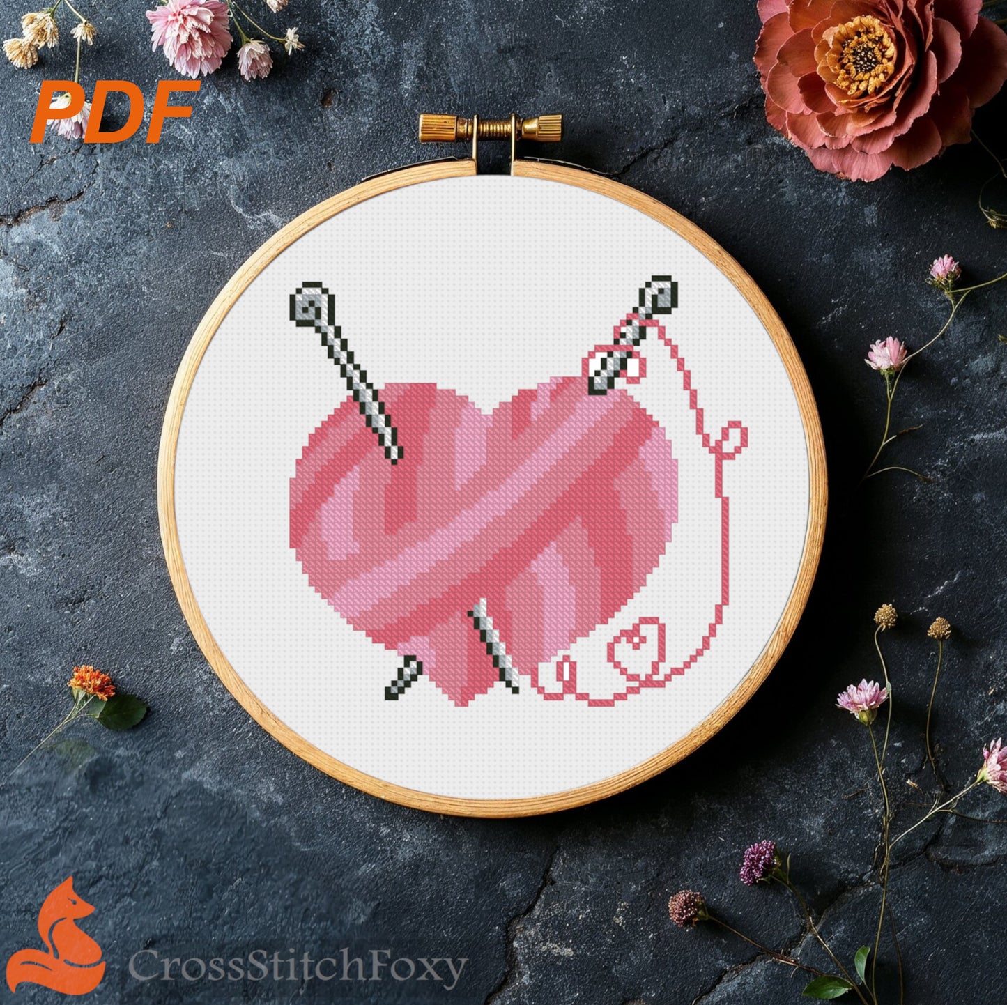 Cross stitch pattern Yarn Heart
