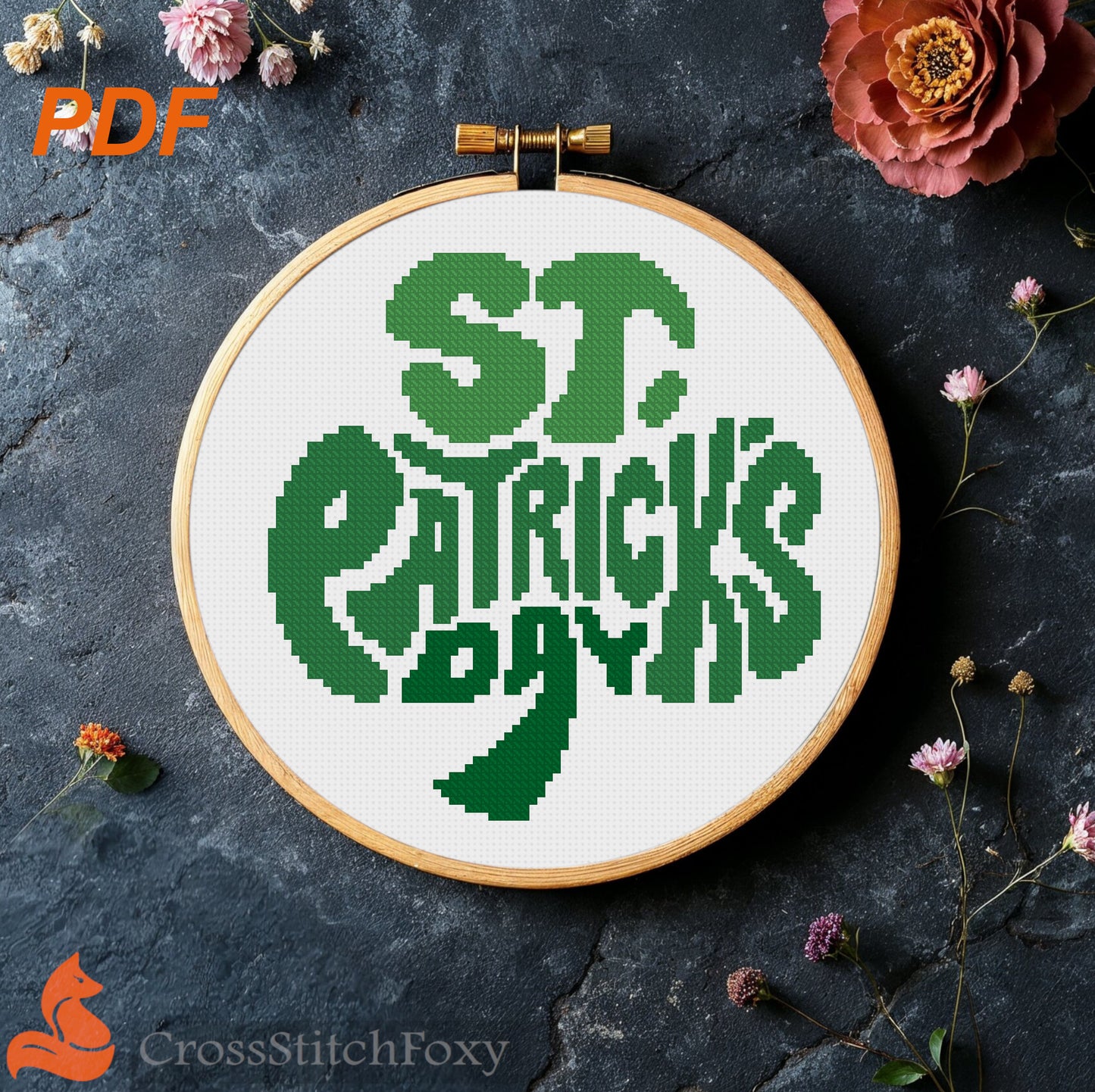 St. Patrick Shamrock cross stitch pattern