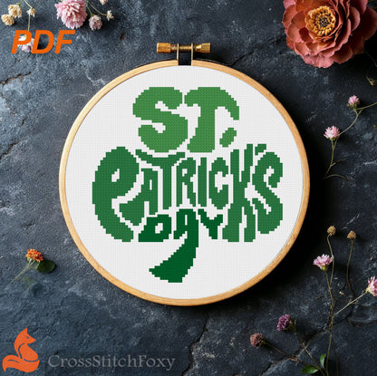 St. Patrick Shamrock cross stitch pattern