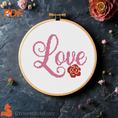 Love Lettering Cross Stitch Pattern