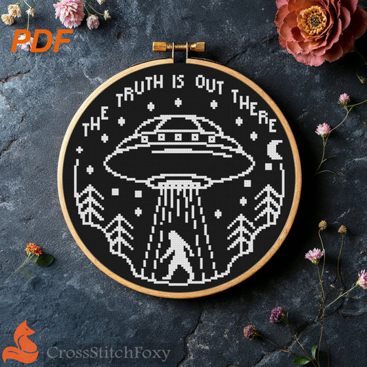The Truth Is Out There Bigfoot cross stitch pattern