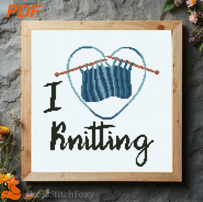 I Love Knitting Cross Stitch Pattern