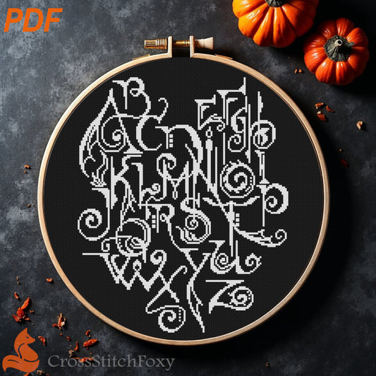 Halloween Lettering cross stitch pattern