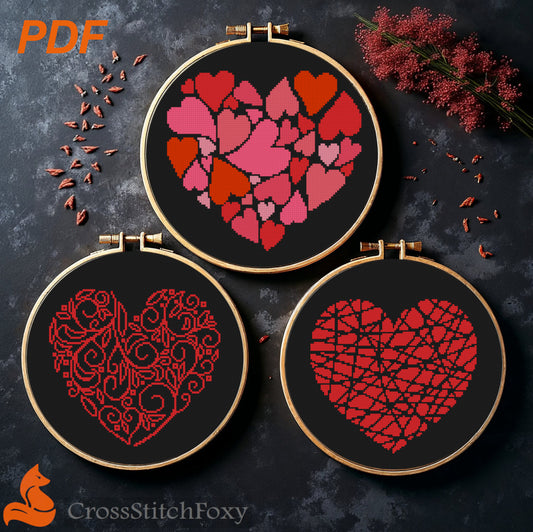Heart cross stitch patterns