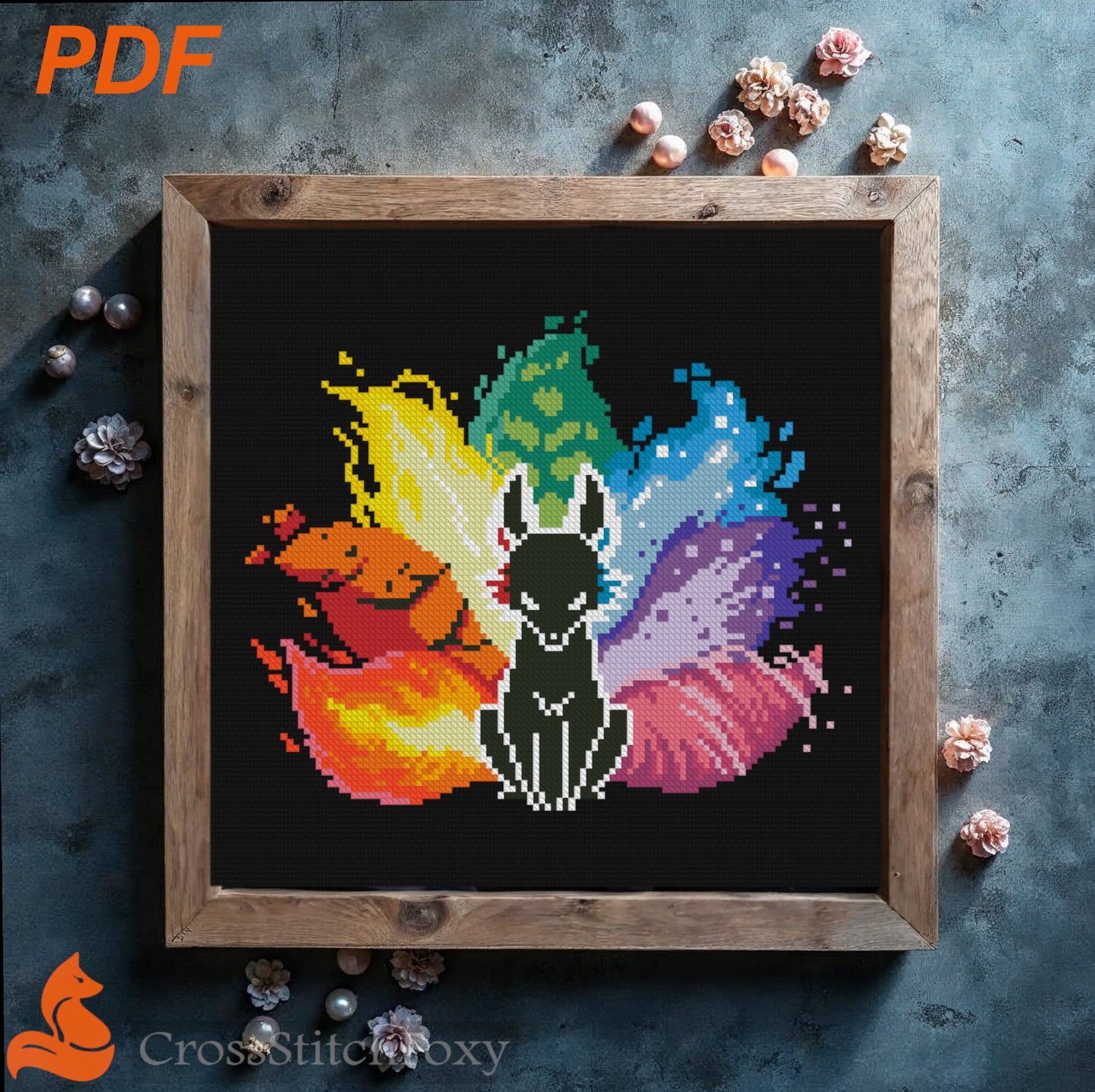 Kitsune Mystical Fox Spirit Cross Stitch Pattern PDF