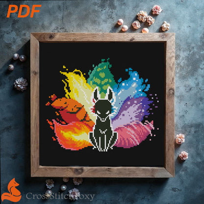 Kitsune Mystical Fox Spirit Cross Stitch Pattern PDF