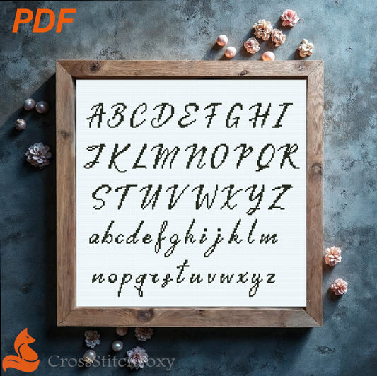 Small Cursive Alphabet Cross Stitch Pattern