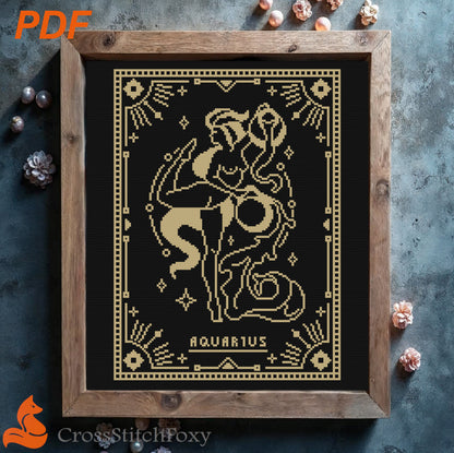Female Zodiac Aquarius Sign cross stitch pattern