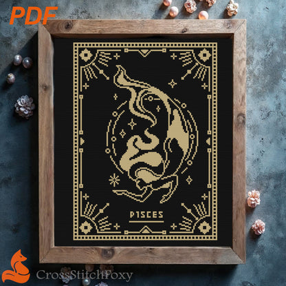 Female Zodiac Pisces Sign cross stitch pattern