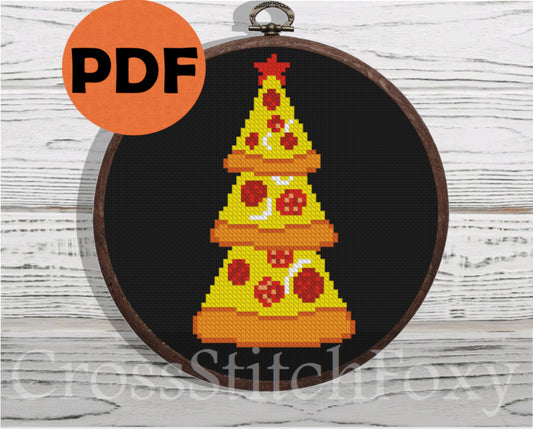 Pizza Christmas Tree cross stitch pattern