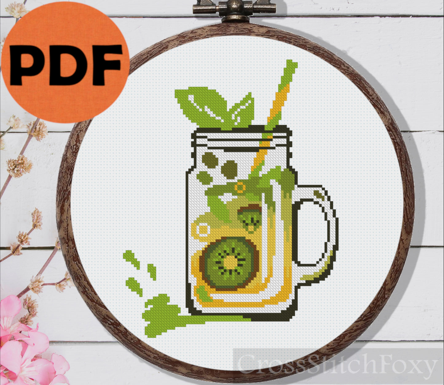 Healthy drink cross stitch pattern