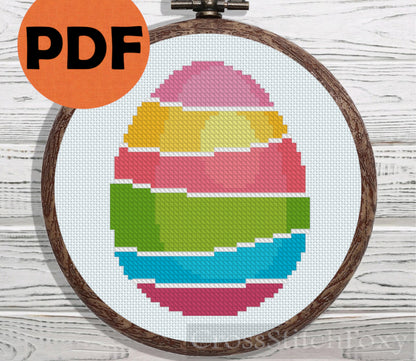 Rainbow Easter Egg cross stitch pattern