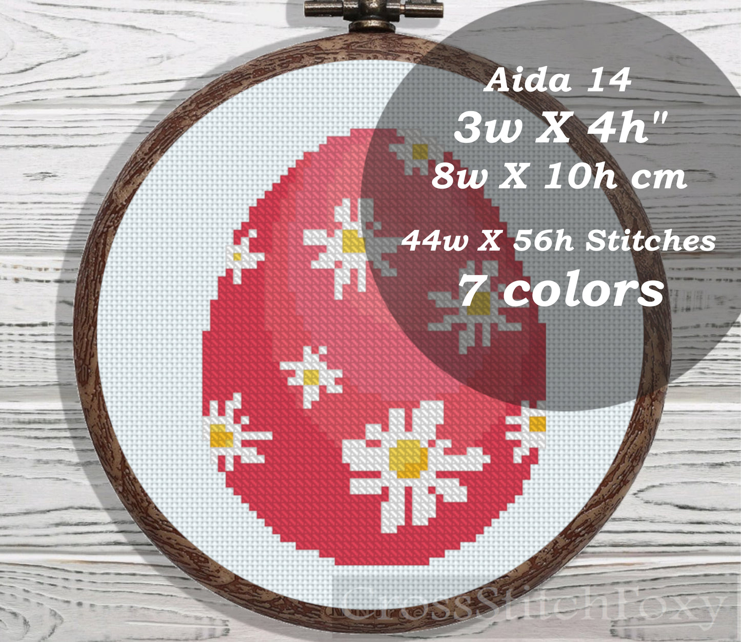 Red Floral Easter Egg cross stitch pattern