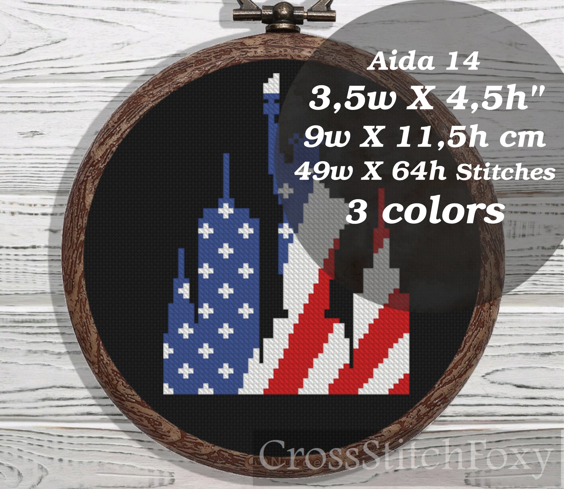 NYC Patriotic Flag Mini cross stitch pattern