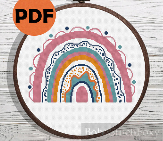 Nursery rainbow cross stitch pattern