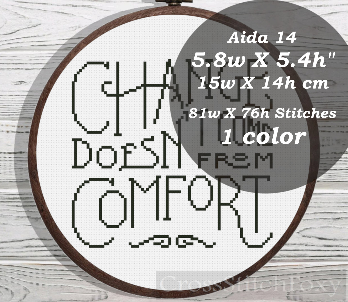 Change Doesn't Come From Comfort quote cross stitch pattern