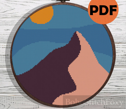 Desert landscape cross stitch pattern