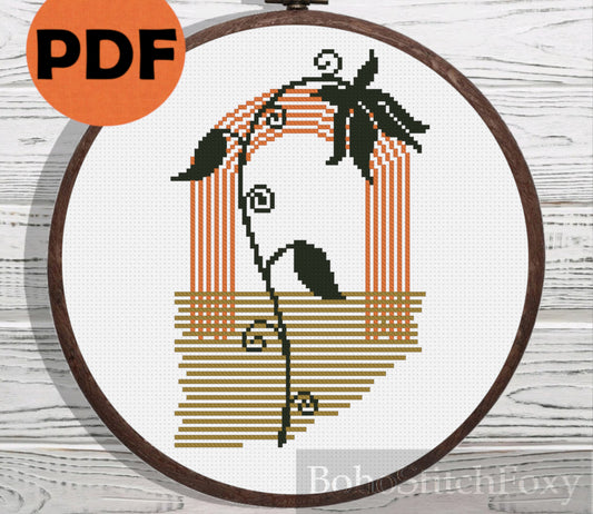 Minimalist boho flower cross stitch pattern