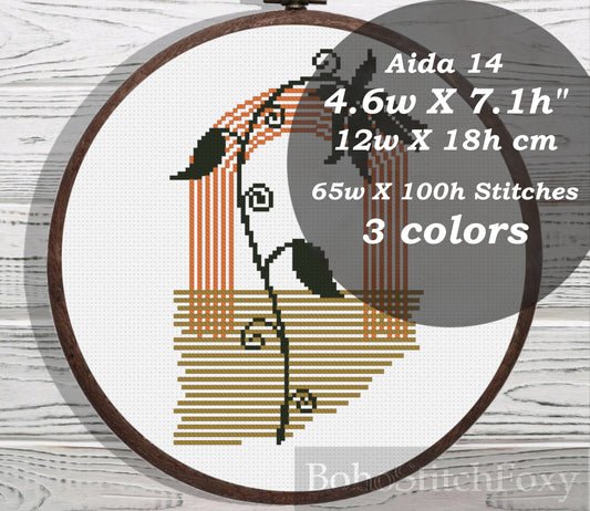 Minimalist boho flower cross stitch pattern