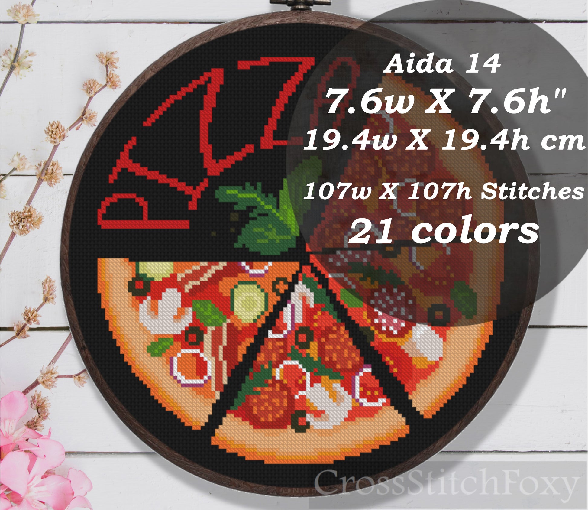 Pizza Cross Stitch Pattern PDF