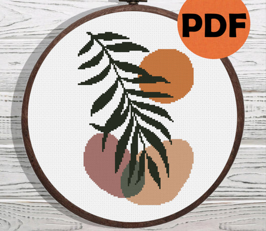 Palm leaves cross stitch pattern