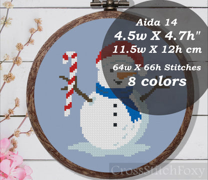 Snowman with Christmas Candy Cross Stitch Pattern