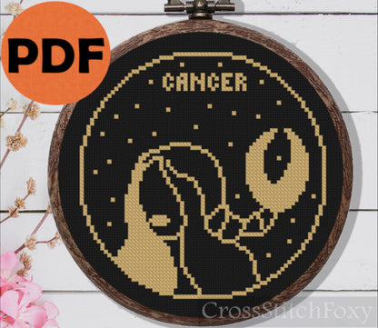 Female Cancer Zodiac cross stitch pattern