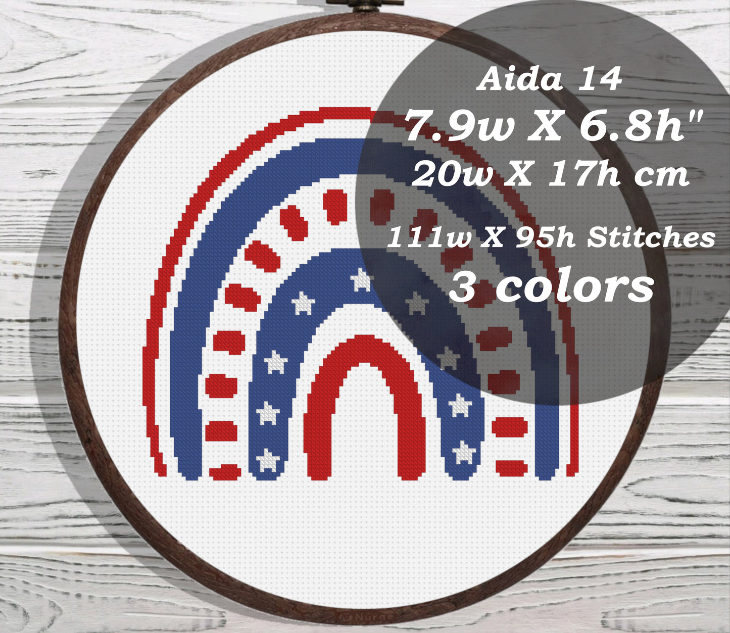 USA flag rainbow cross stitch pattern