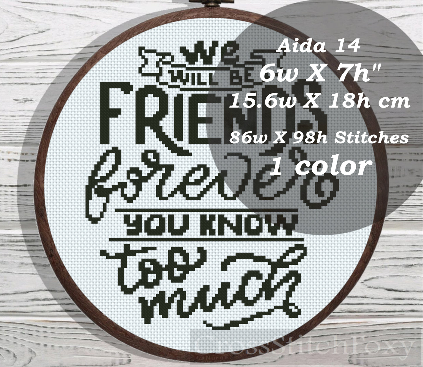 Friends forever funny quote cross stitch pattern