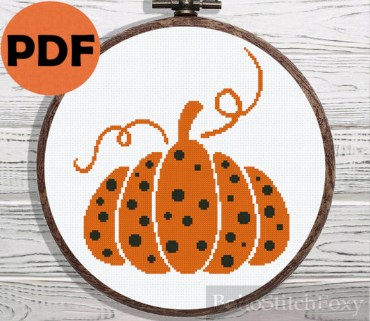 Boho Halloween Pumpkin cross stitch pattern