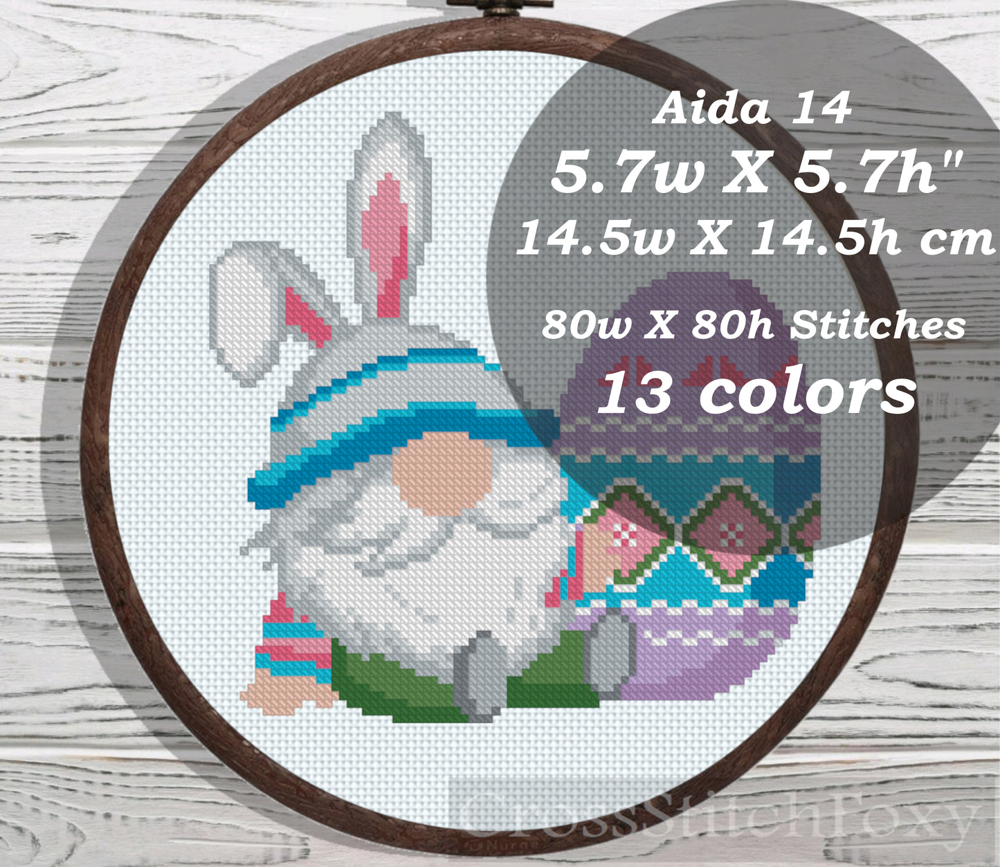 Cute Easter Gnome cross stitch pattern