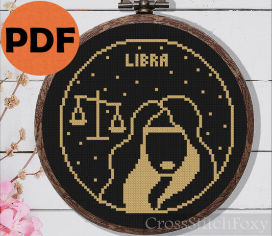 Female Libra Zodiac cross stitch pattern