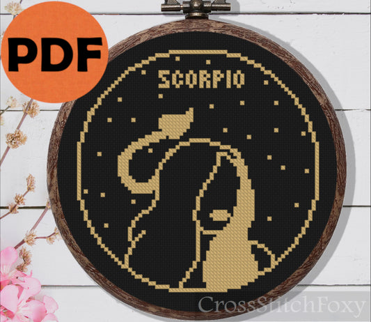 Female Scorpio Zodiac cross stitch pattern