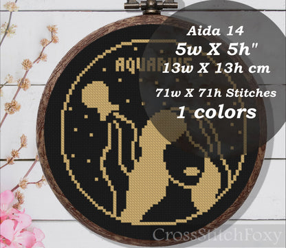 Female Aquarius Zodiac cross stitch pattern