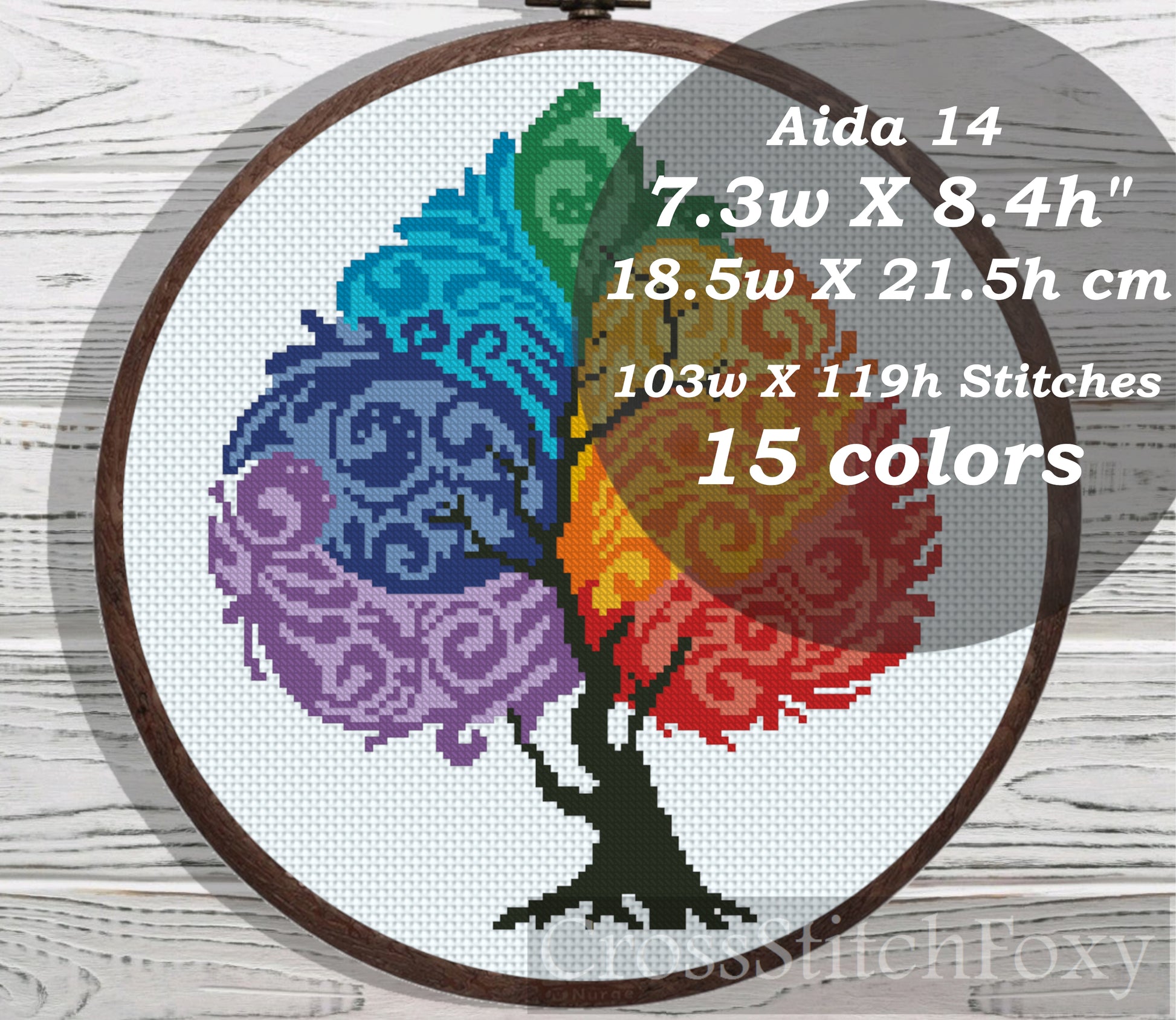 Floral Tree cross stitch pattern