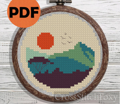Mini Landscape cross stitch pattern