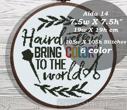 Hairdressers Color the World cross stitch pattern