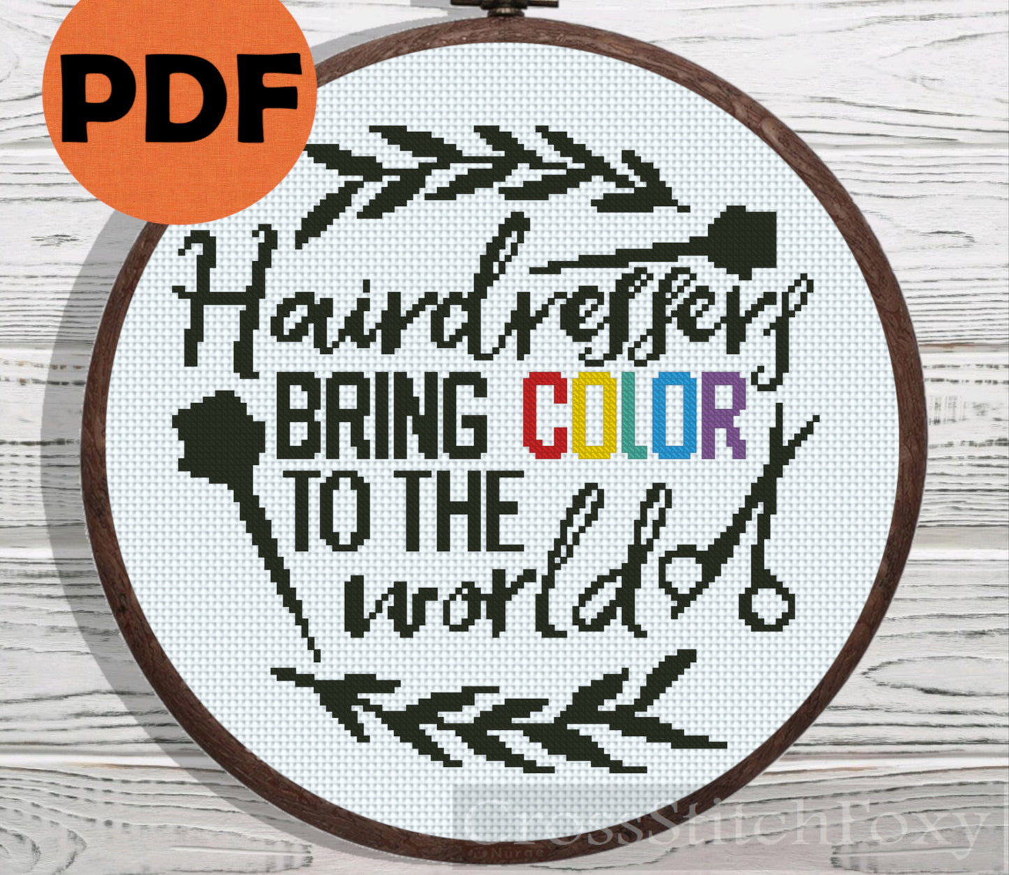 Hairdressers Color the World cross stitch pattern